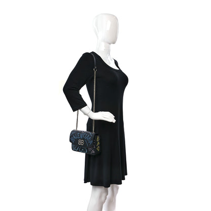 Balenciaga Calfskin Graffiti BB Chain Wallet Black Multicolor 2 of 7