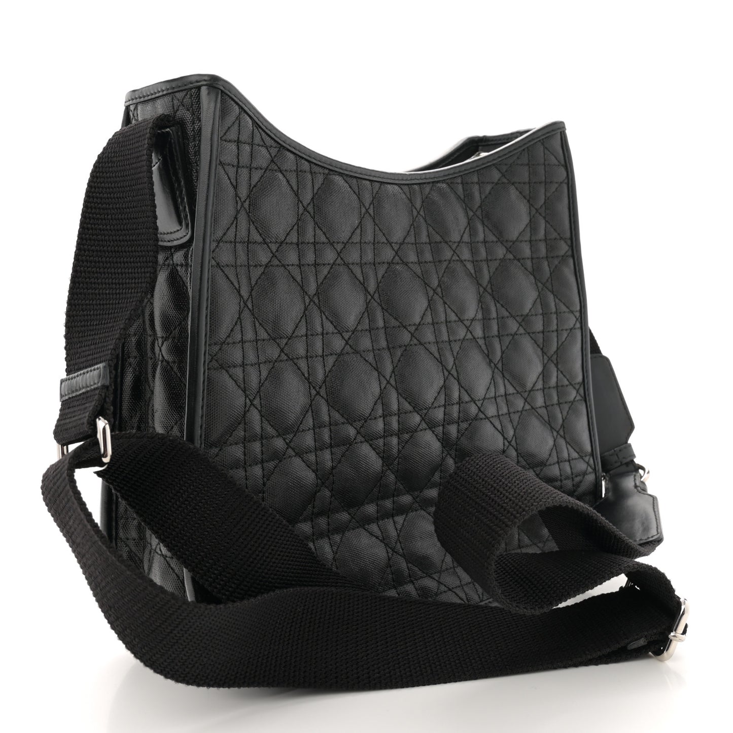 Coated Canvas Cannage Crossbody Bag Black