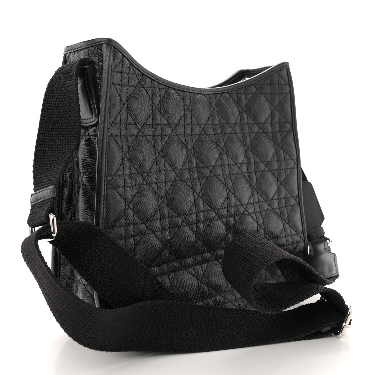 Christian Dior Coated Canvas Cannage Crossbody Bag Black 3 of 10