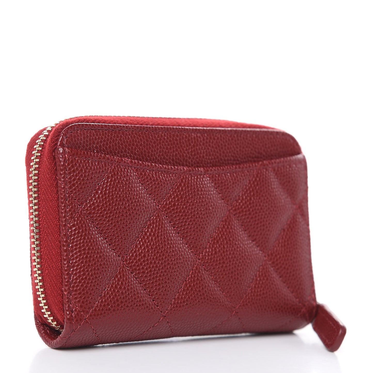 Caviar Quilted Zip Coin Purse Burgundy