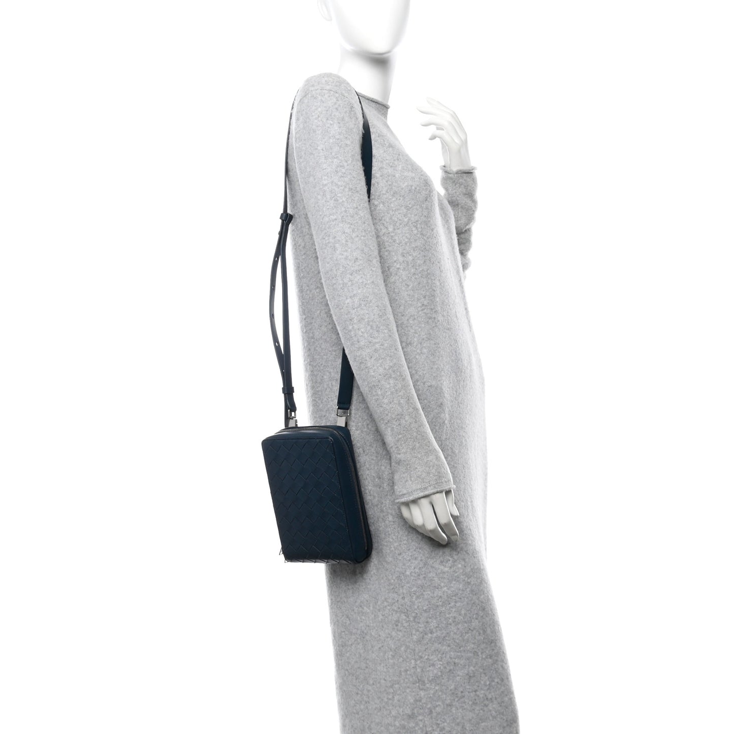 Nappa Intrecciato Crossbody Bag Navy
