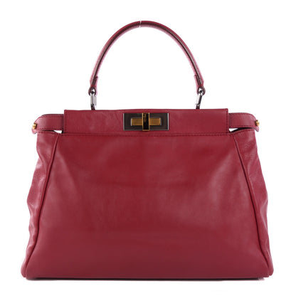 Fendi Vitello Suede Medium Peekaboo Iconic Satchel Rubino Peonia 1 of 16