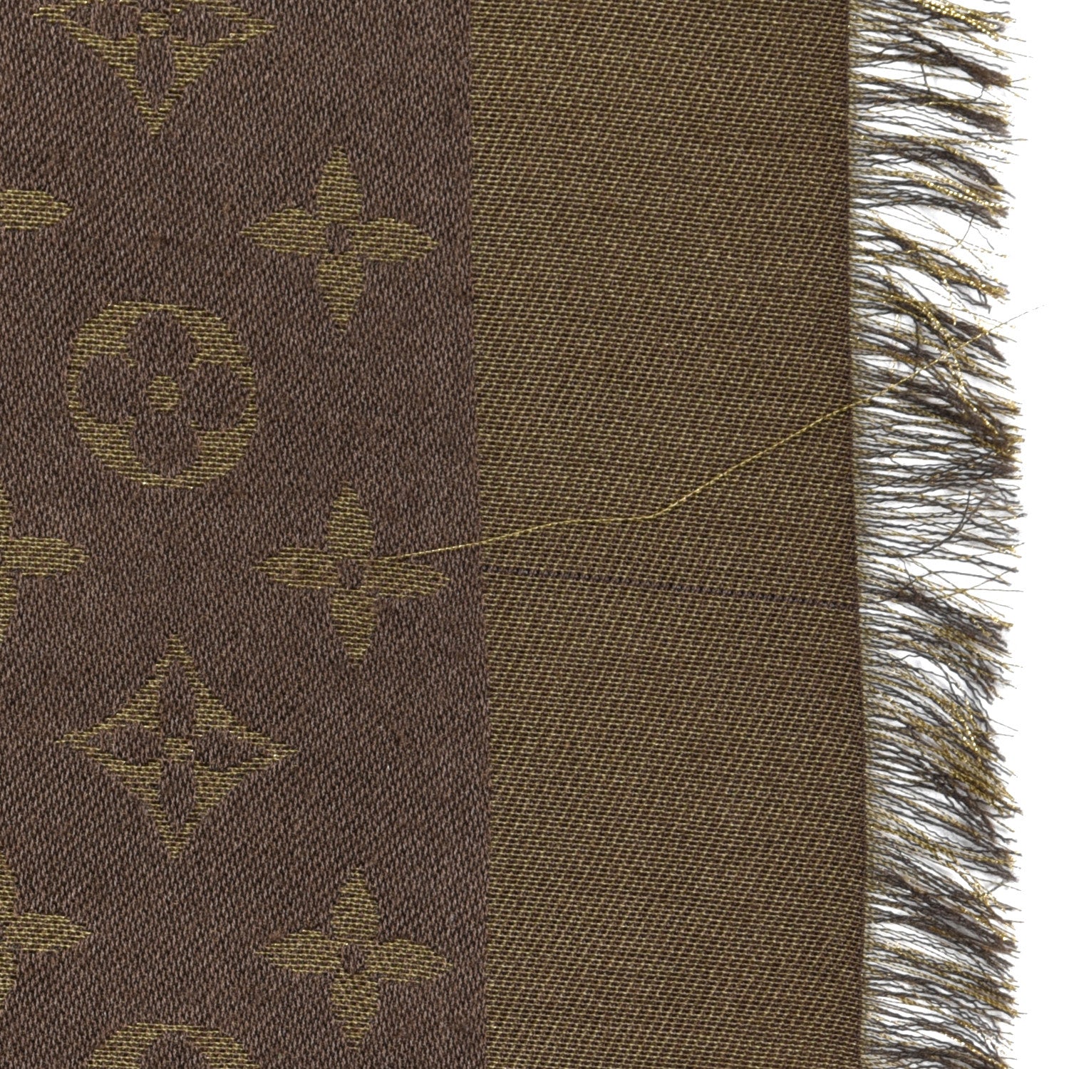 Louis Vuitton Silk Lurex Wool Monogram Shine Shawl Brown 5 of 5