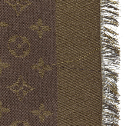 Louis Vuitton Silk Lurex Wool Monogram Shine Shawl Brown 5 of 5