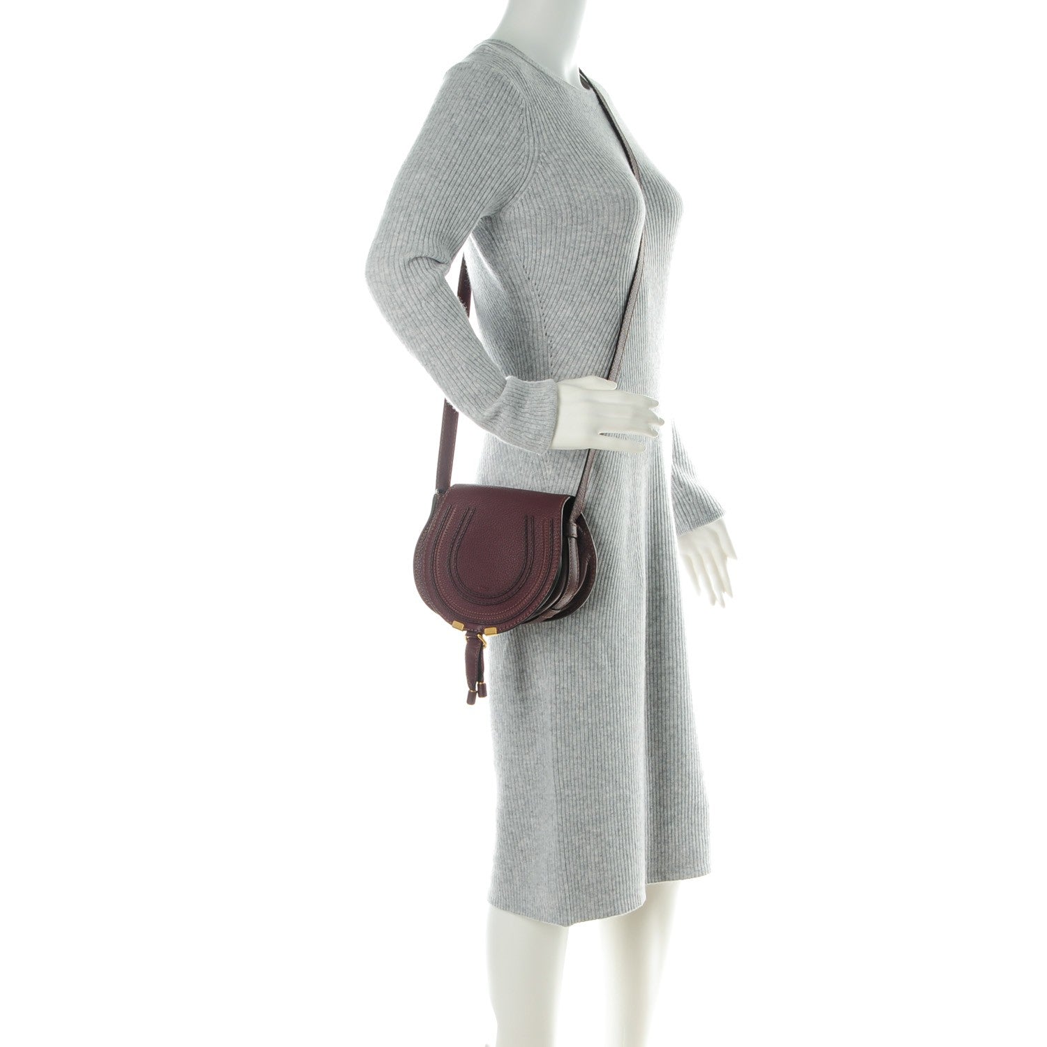 Chloe Calfskin Mini Marcie Round Crossbody Bag Dark Velvet 2 of 8