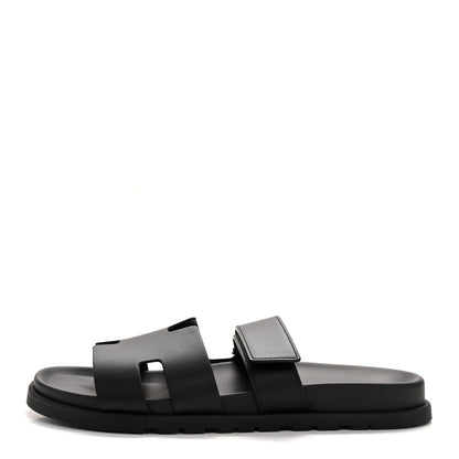 Hermes Calfskin Mens Chypre Sandals 44 Black 1 of 22