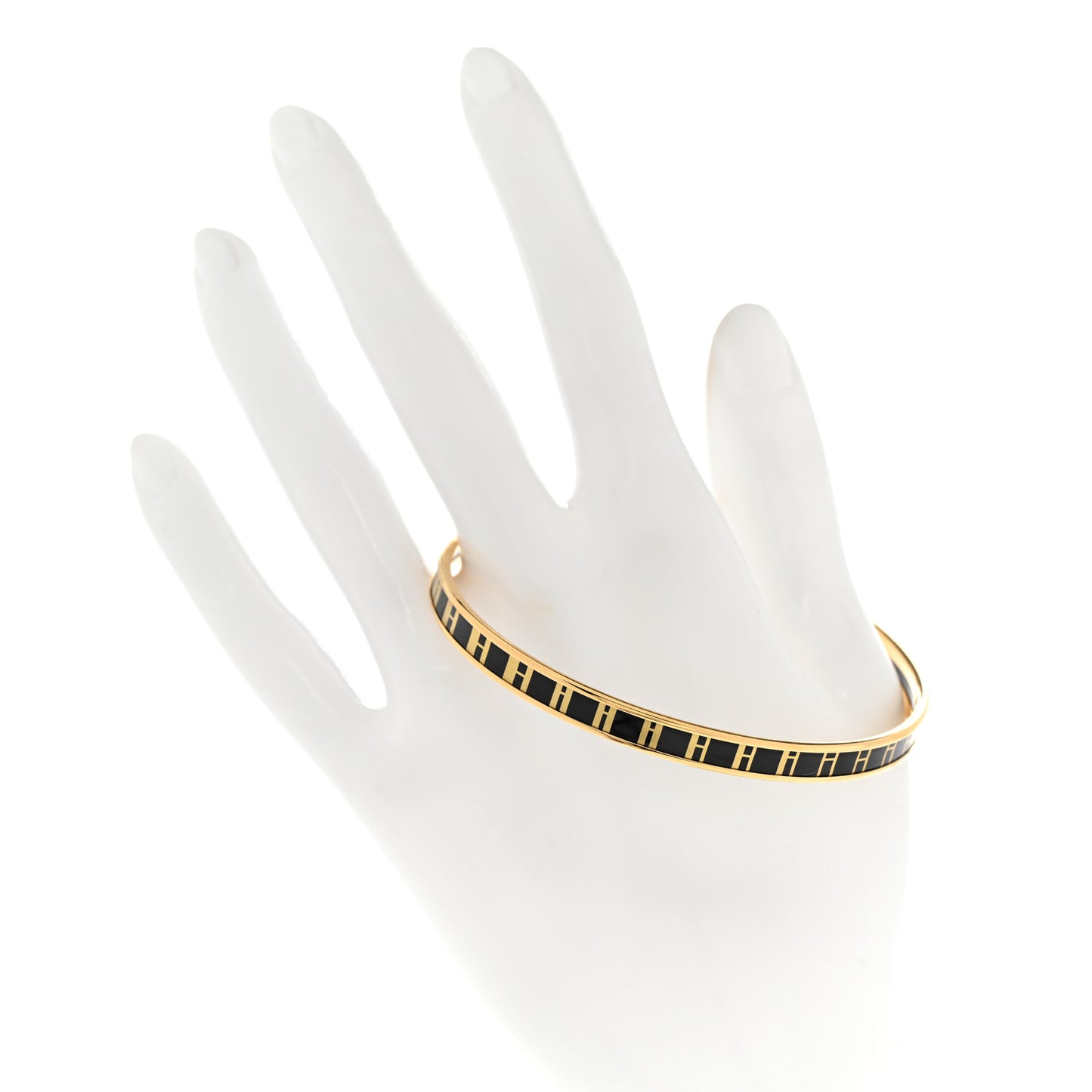 Enamel Extra Narrow Op'H Bangle Bracelet 70 Black