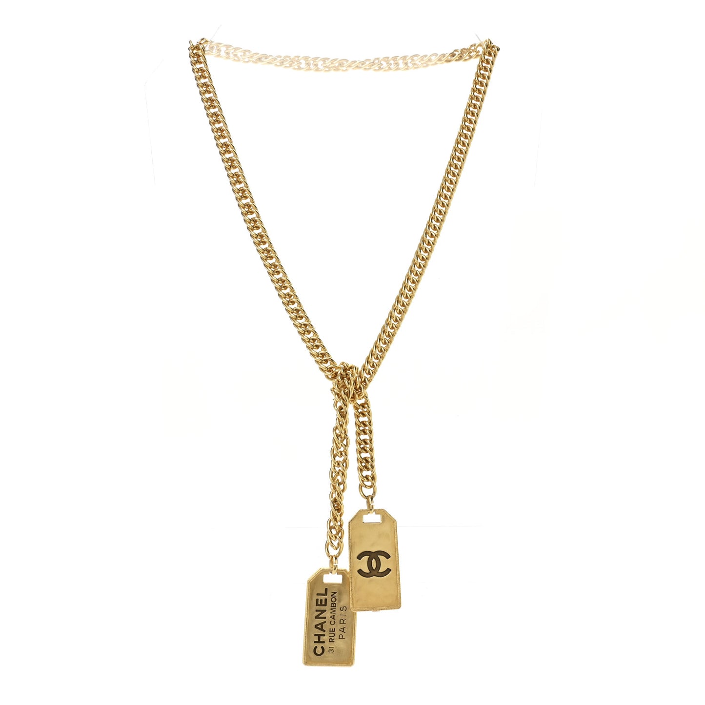 Metal ID Dog Tag Charm Necklace Gold