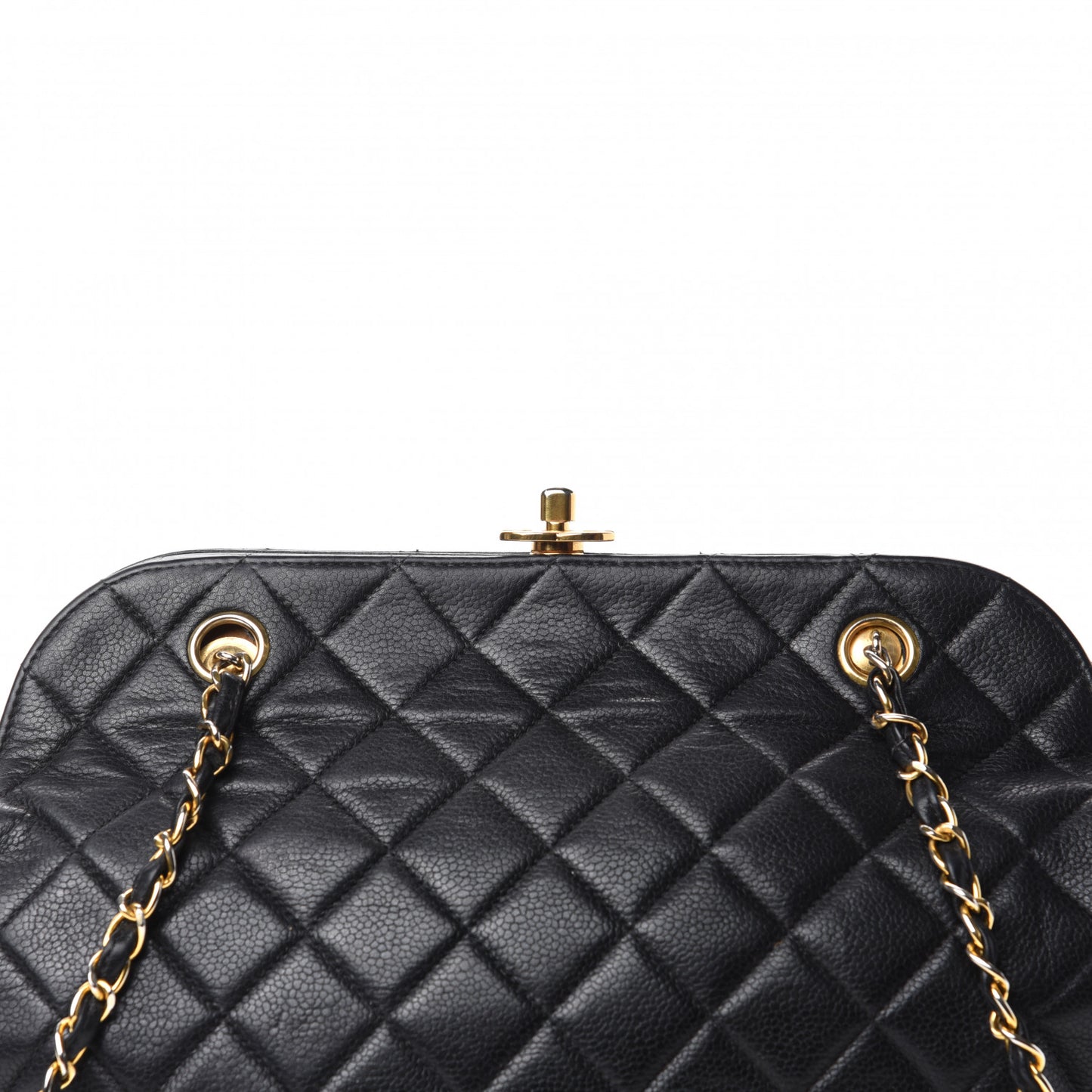 Caviar Quilted Frame Shoulder Bag Black