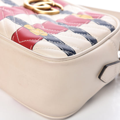 Gucci Calfskin Matelasse Trompe L'Oeil Print Small GG Marmont Chain Shoulder Bag White 12 of 17