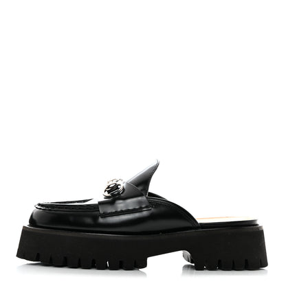Gucci Magnum Calfskin Womens Horsebit Platform Mules 36.5 Black 1 of 9