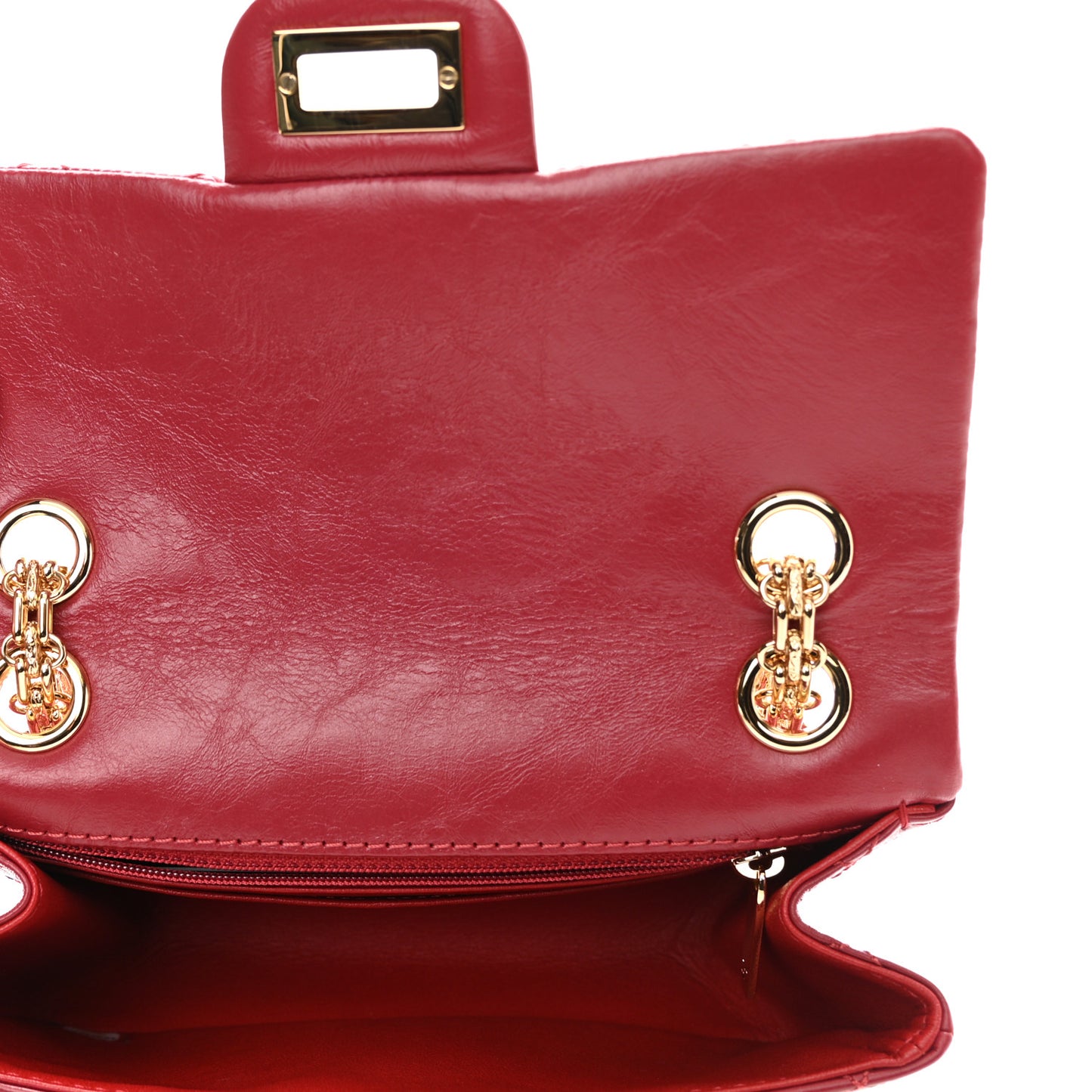 Aged Calfskin Quilted 2.55 Reissue Mini Flap Red