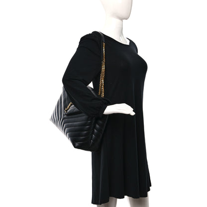 Saint Laurent Calfskin Y Quilted Monogram Large Loulou Chain Satchel Black 2 of 8