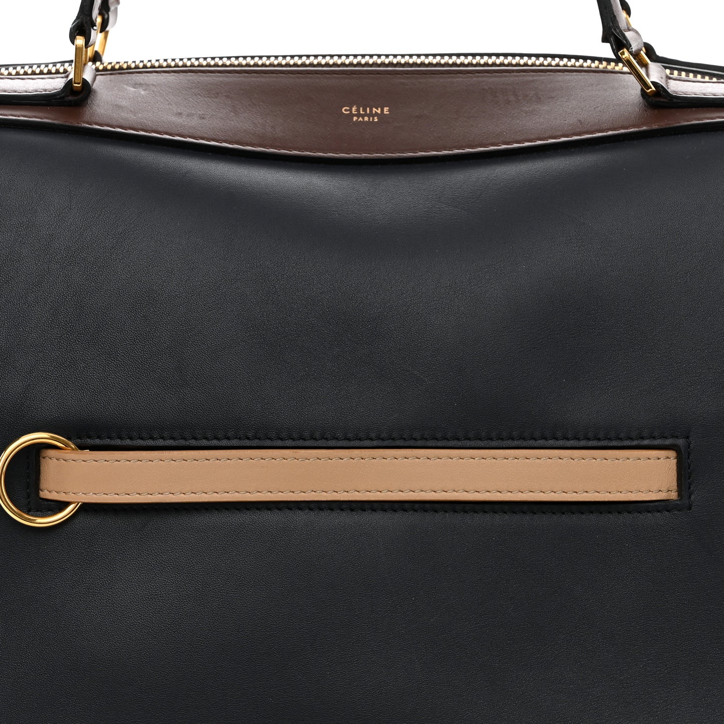 Smooth Calfskin Small Tri-Color Ring Bag Navy