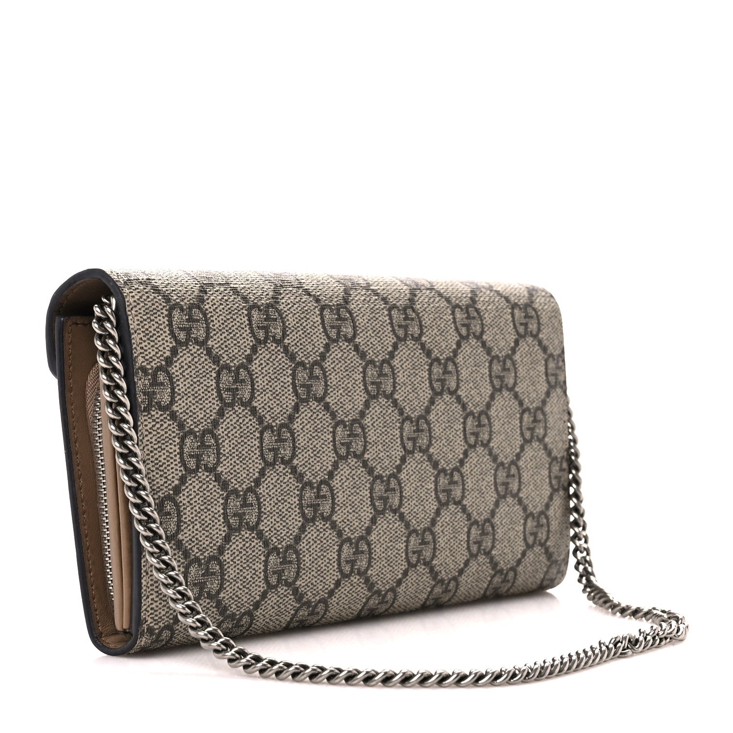 Gucci GG Supreme Monogram Dionysus Chain Clutch Wallet Beige Taupe 3 of 10