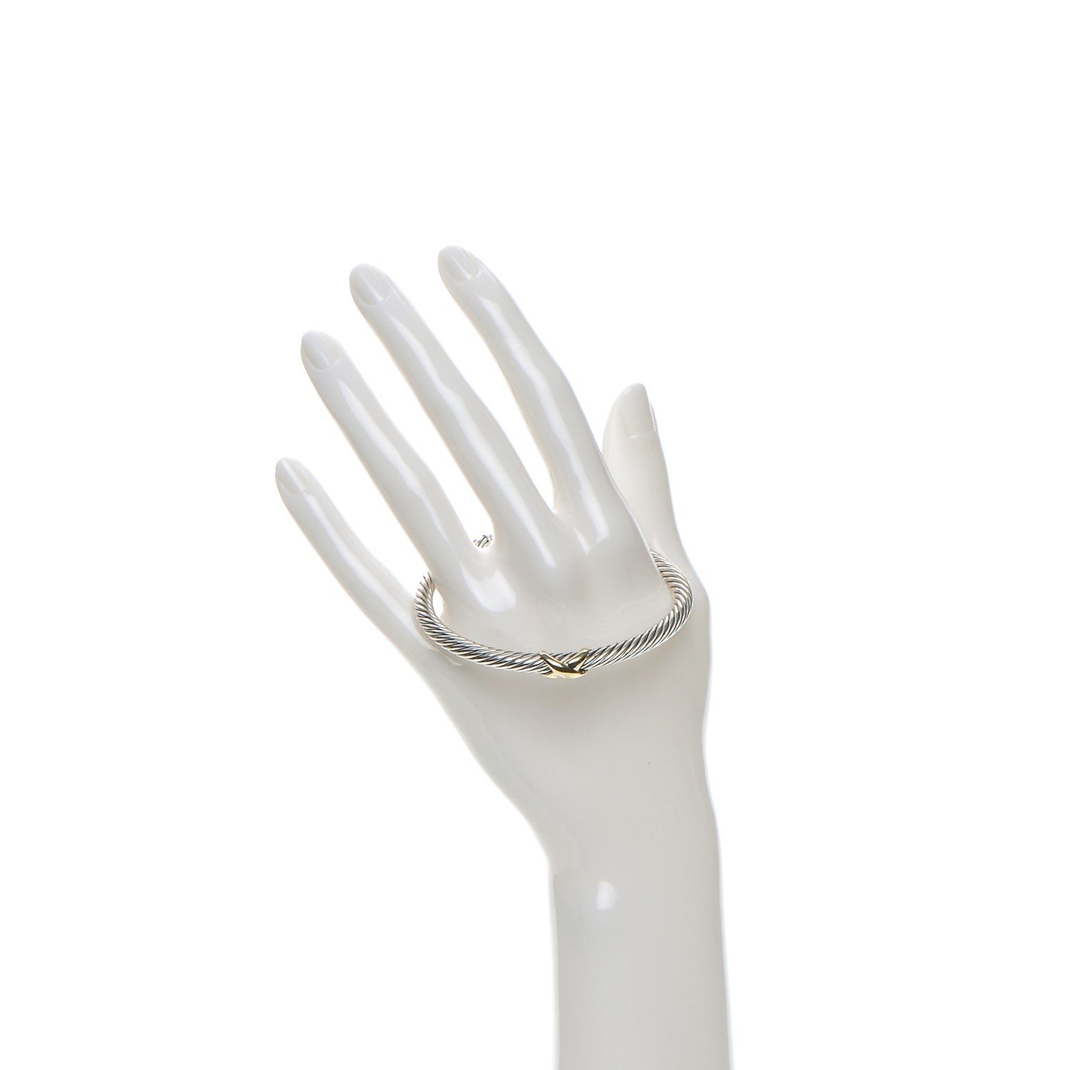 David Yurman Sterling Silver 14K Yellow Gold 5mm X Station Cable Bracelet 2 of 4