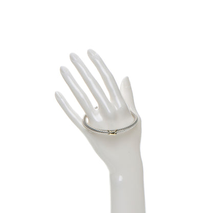 David Yurman Sterling Silver 14K Yellow Gold 5mm X Station Cable Bracelet 2 of 4