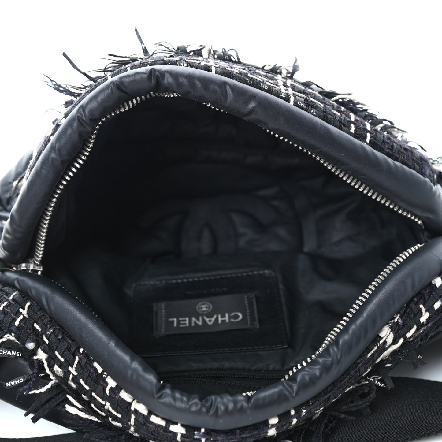 Nylon Tweed Coco Neige Belt Bag Black