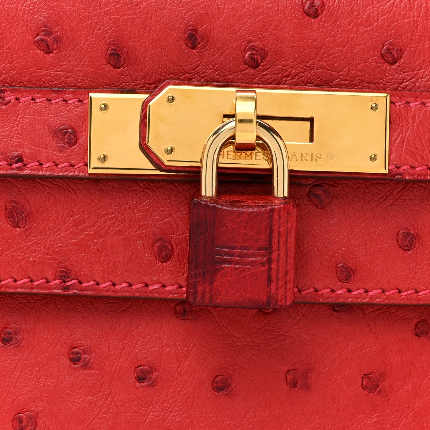 Ostrich Kelly Sellier 32 Rouge Vif