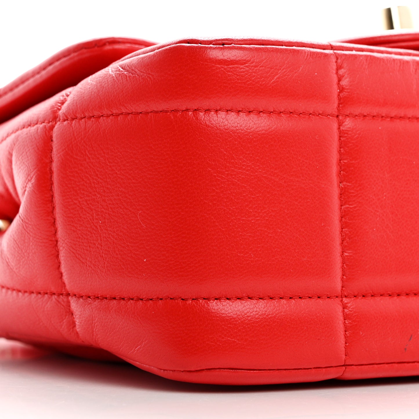 Lambskin Resin Crystal Square Quilted Monacoco Mini Flap Red