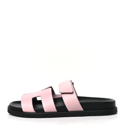Hermes Calfskin Womens Chypre Sandals 38.5 Rose Cancan 1 of 9