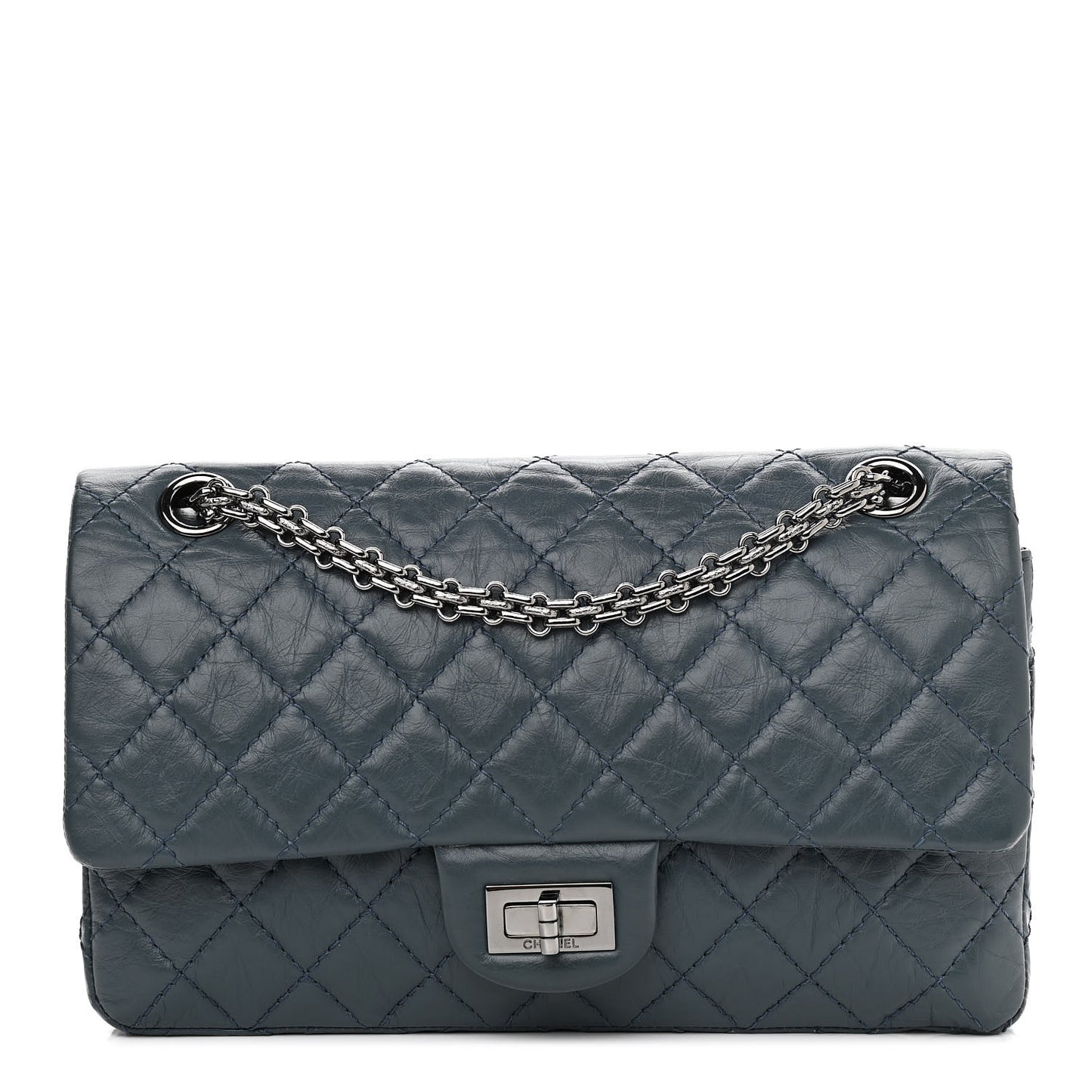 Aged Calfskin Quilted 2.55 Reissue 225 Flap Dark Blue