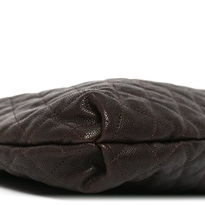 Chanel Distressed Glazed Caviar Quilted Large Elastic Tote Dark Brown 9 of 10