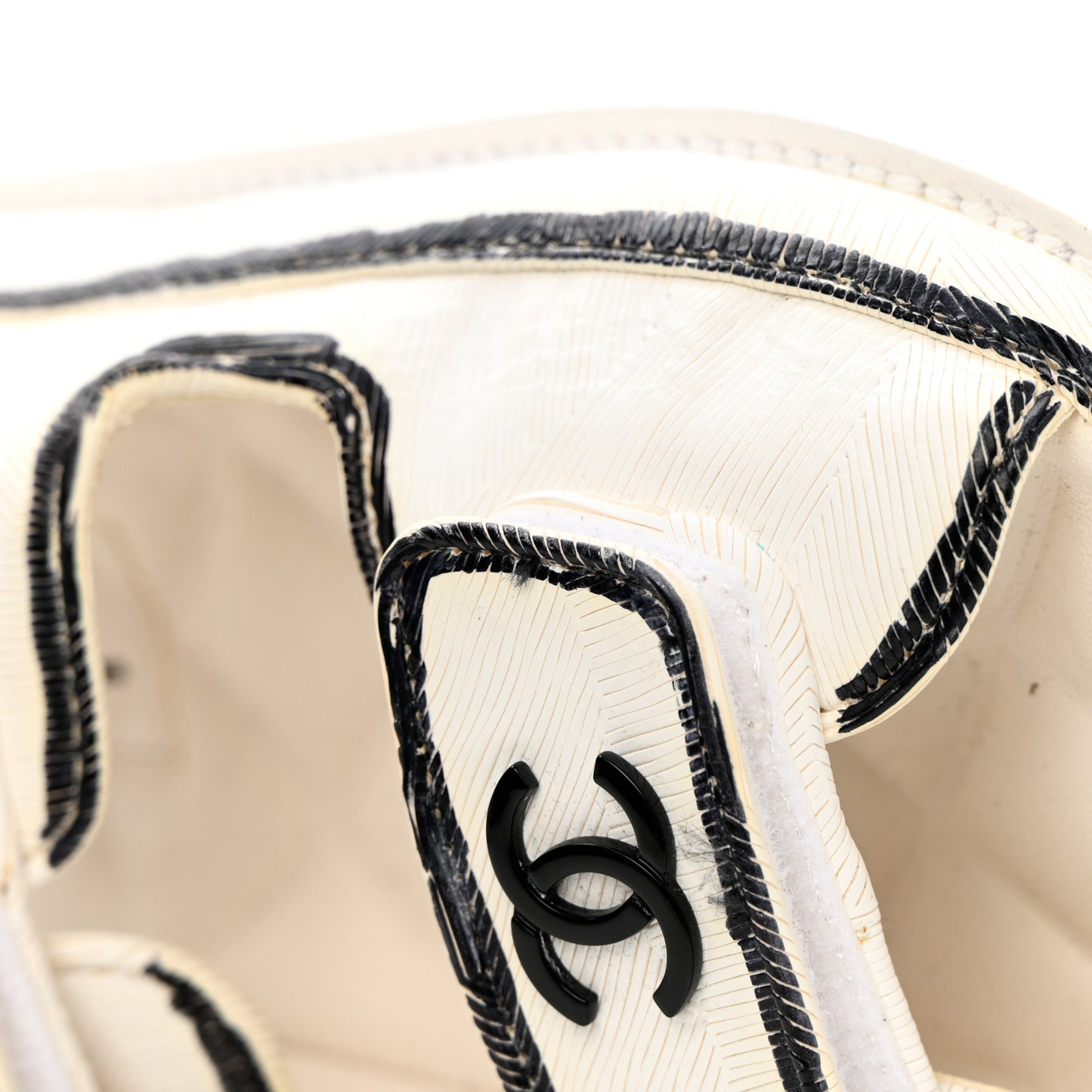 Calfskin Printed Velcro Dad Sandals 35 White Black