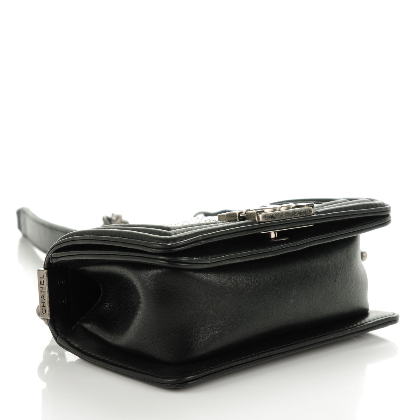 Galuchat Stingray Mini Boy Flap Black Silver