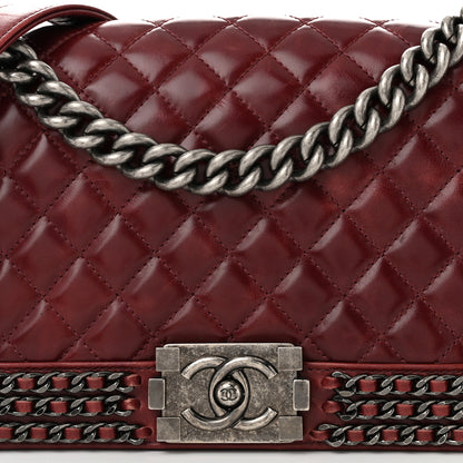 Chanel Glazed Calfskin Quilted Medium Boy Chained Flap Bordeaux 8 of 11