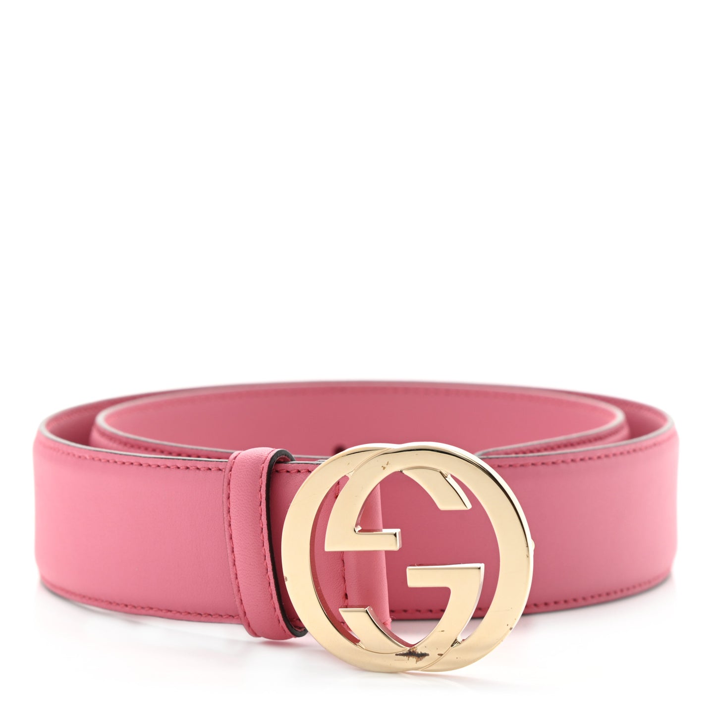 Moon Calfskin Interlocking G 37mm Belt 80 32 Glossy Pink