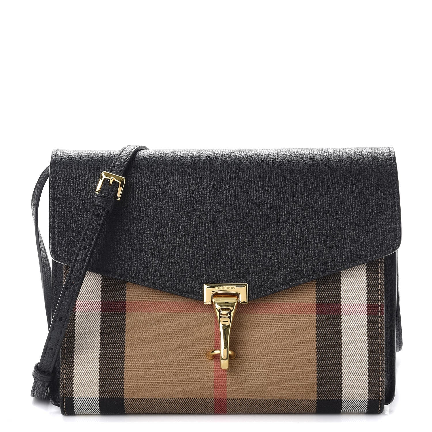 Burberry Derby Calfskin House Check Small Macken Crossbody Bag Black 1 of 10