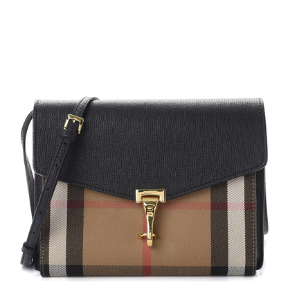 Burberry Derby Calfskin House Check Small Macken Crossbody Bag Black 1 of 10