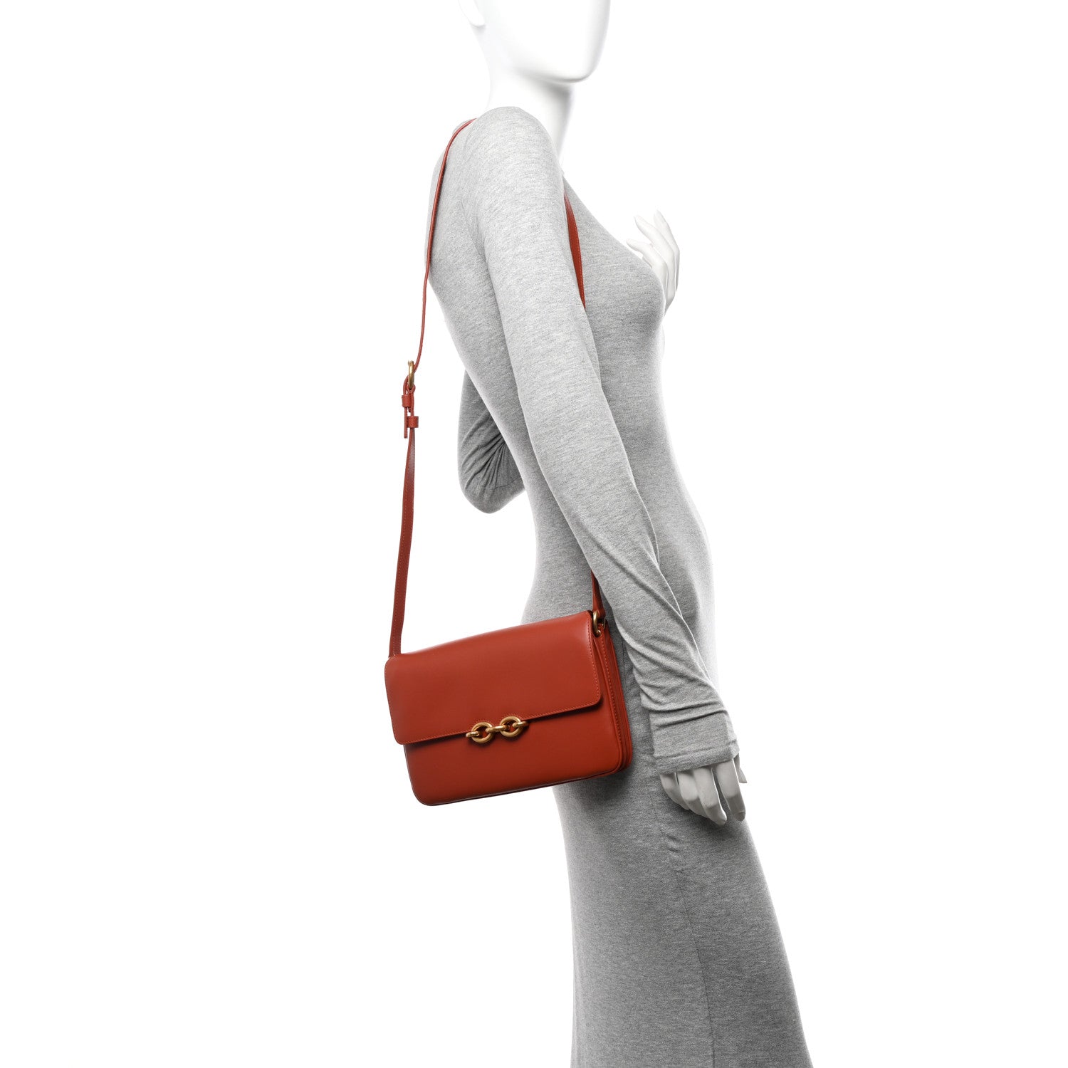 Saint Laurent Smooth Calfskin Le Maillon Satchel Orange 2 of 12