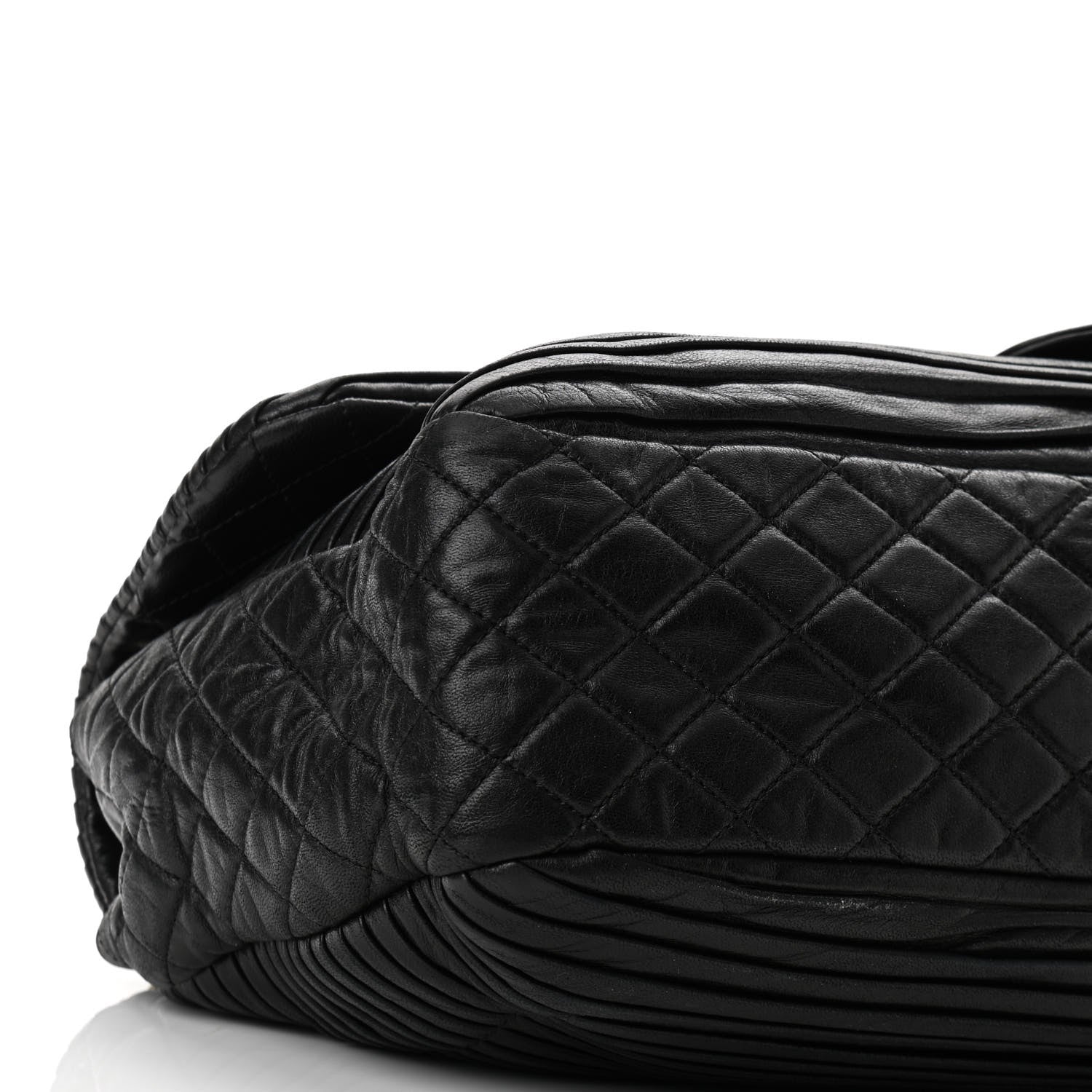 Chanel Lambskin Pleated Flap Shoulder Bag Black 8 of 9