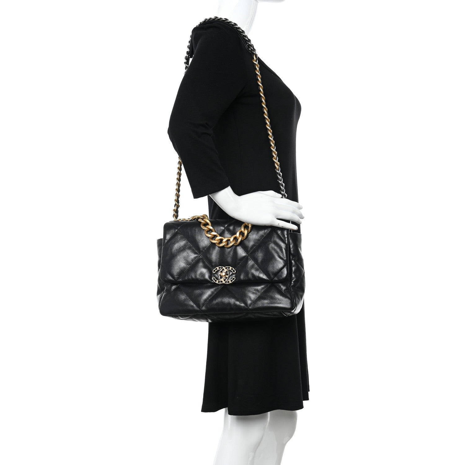 Chanel Lambskin Quilted Large Chanel 19 Flap Black 2 of 9
