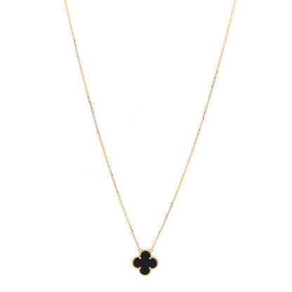 Van Cleef & Arpels 18K Yellow Gold Black Onyx Vintage Alhambra Pendant Necklace 1 of 6