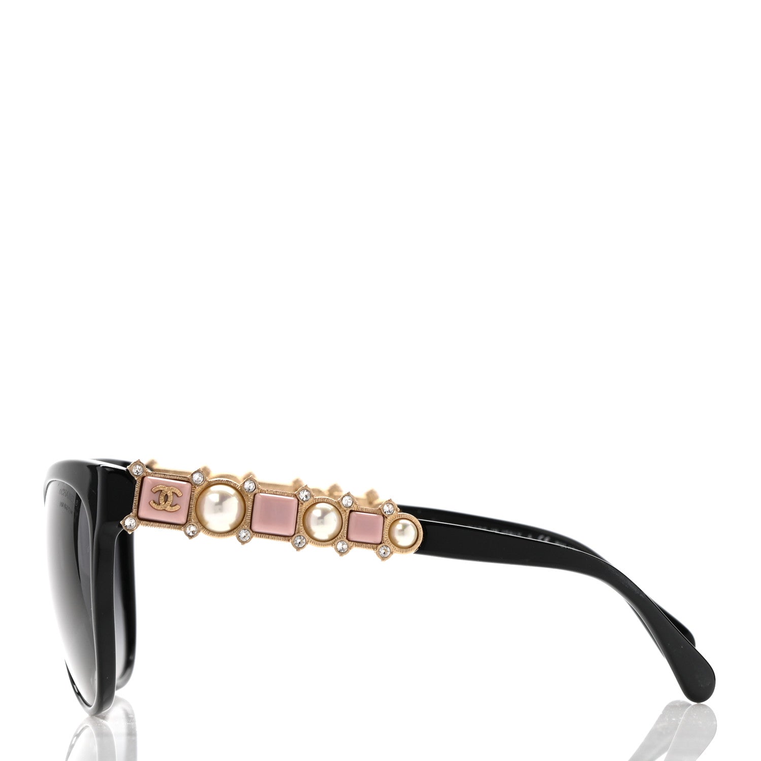 Chanel Cat Eye Pearl Sunglasses Black 3 of 7