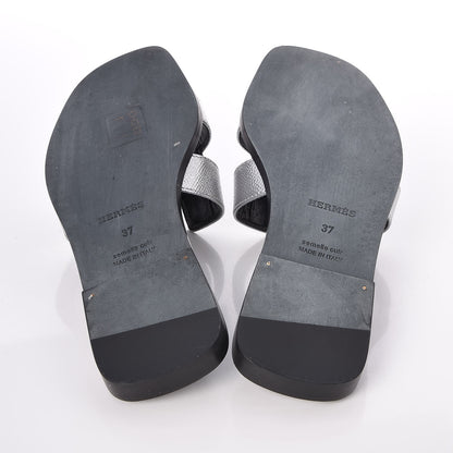 Hermes Metallic Epsom Oran Sandals 37 Argent 5 of 7