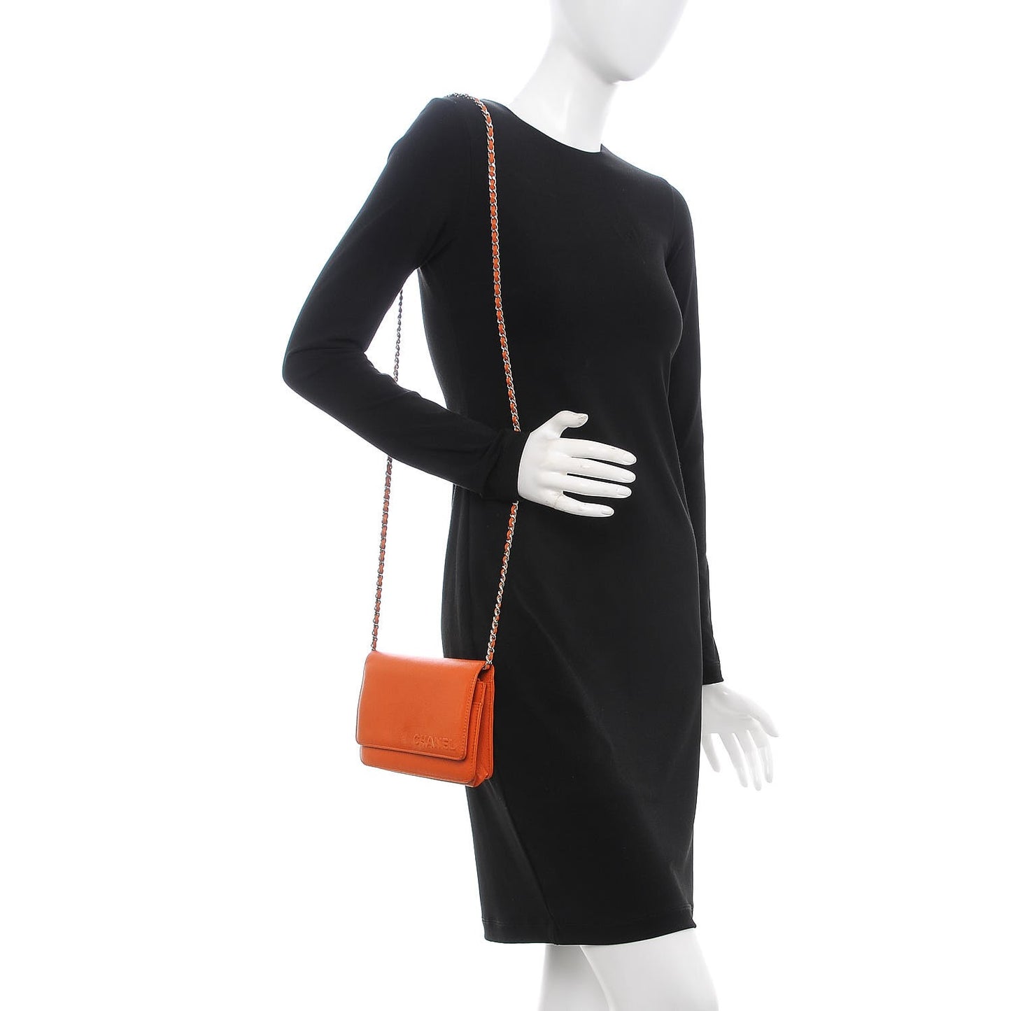 Goatskin Embossed Wallet On Chain WOC Orange