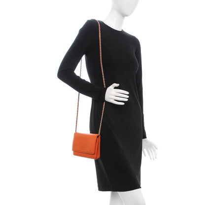 Chanel Goatskin Embossed Wallet On Chain WOC Orange 2 of 7
