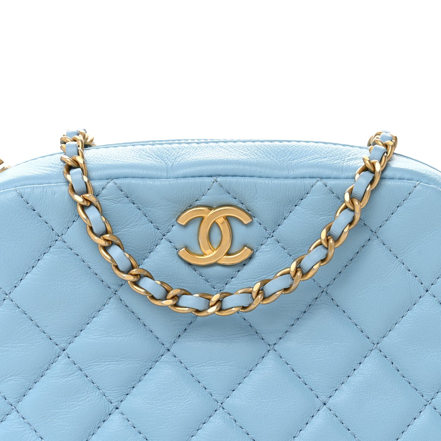 Lambskin Quilted CC Pearl Crush Camera Case Light Blue