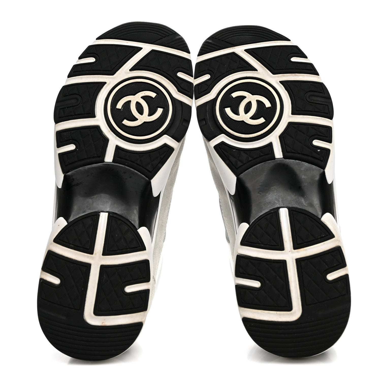 Chanel Calfskin Fabric Sneakers 39.5 White Silver Fluo Blue 7 of 10