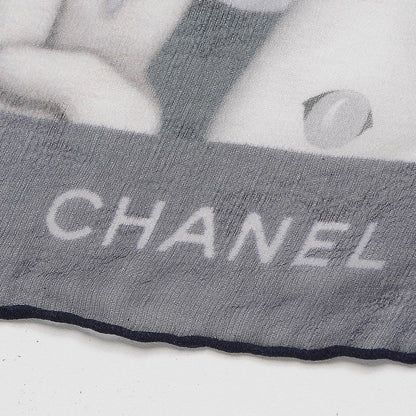 Chanel Silk Chiffon Cat Emoticon Scarf Navy 4 of 4