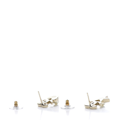 Chanel Crystal Pearl Charming Winter CC Star Heart Earrings Gold 3 of 5