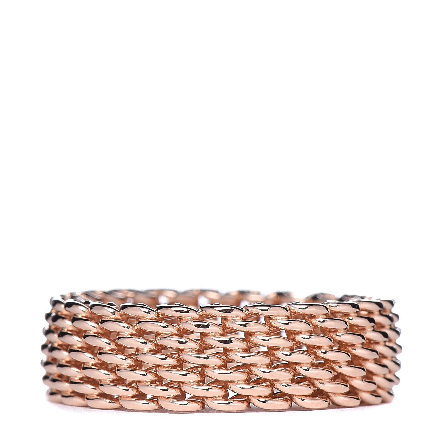 Tiffany 18K Rose Gold Narrow Somerset Mesh Ring 46 3.75 1 of 4