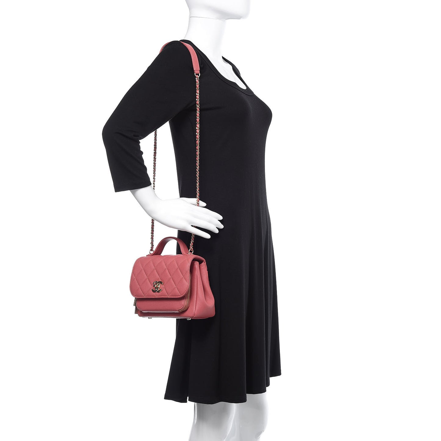 Caviar Quilted Small Business Affinity Flap Pink