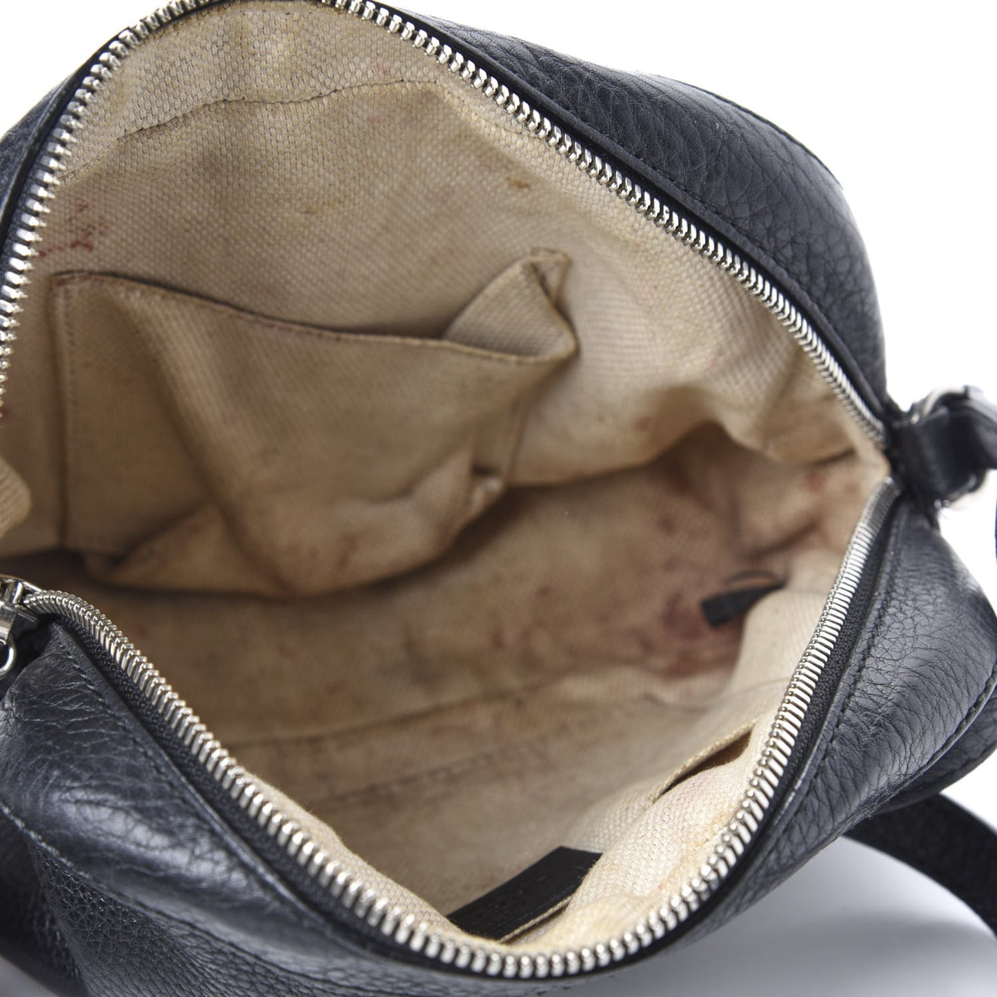 Pebbled Calfskin Studded Small Soho Disco Bag Black