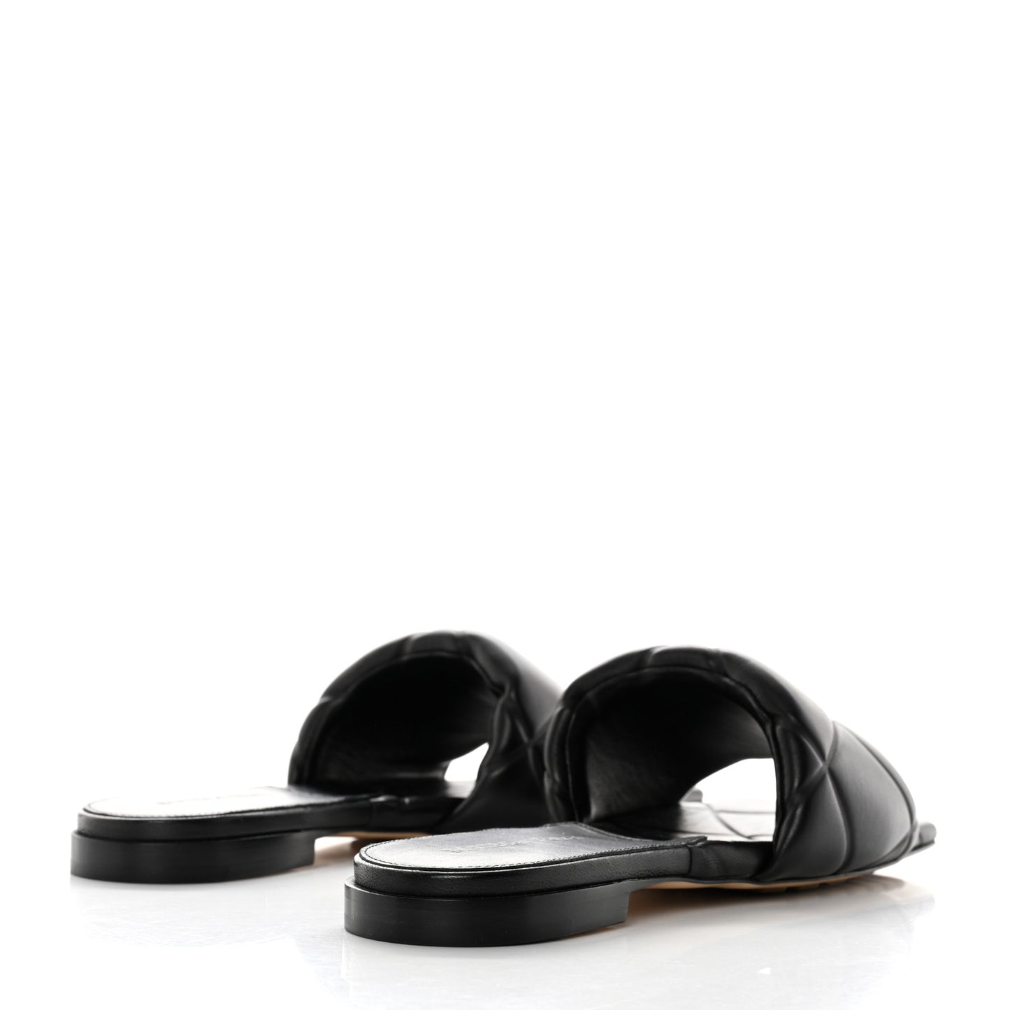 Nappa Quilted Rubber Lido Flat Sandals 37 Black