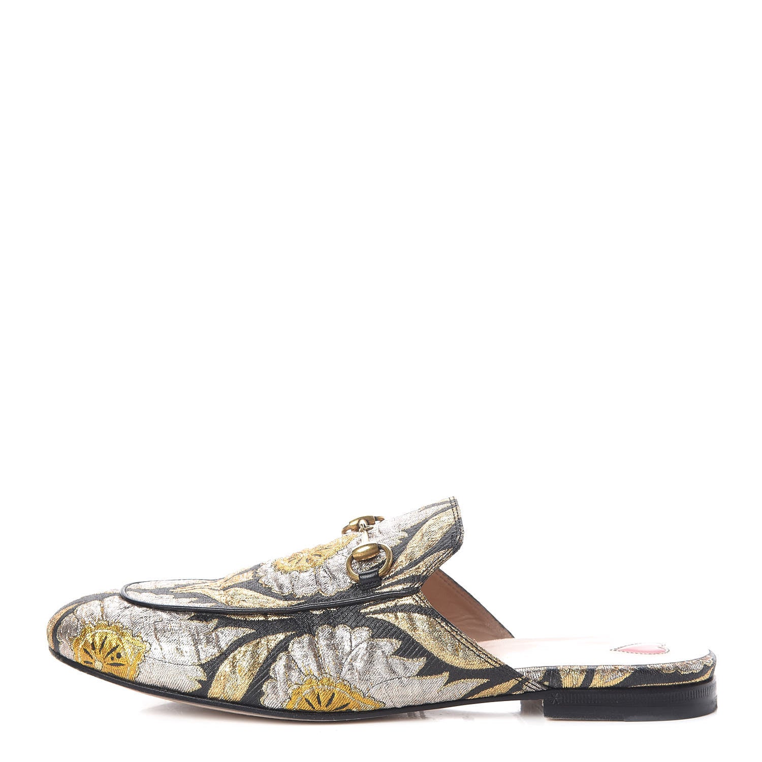Gucci Jacquard Floral Womens Princetown Slippers 38.5 Oro Black 1 of 8